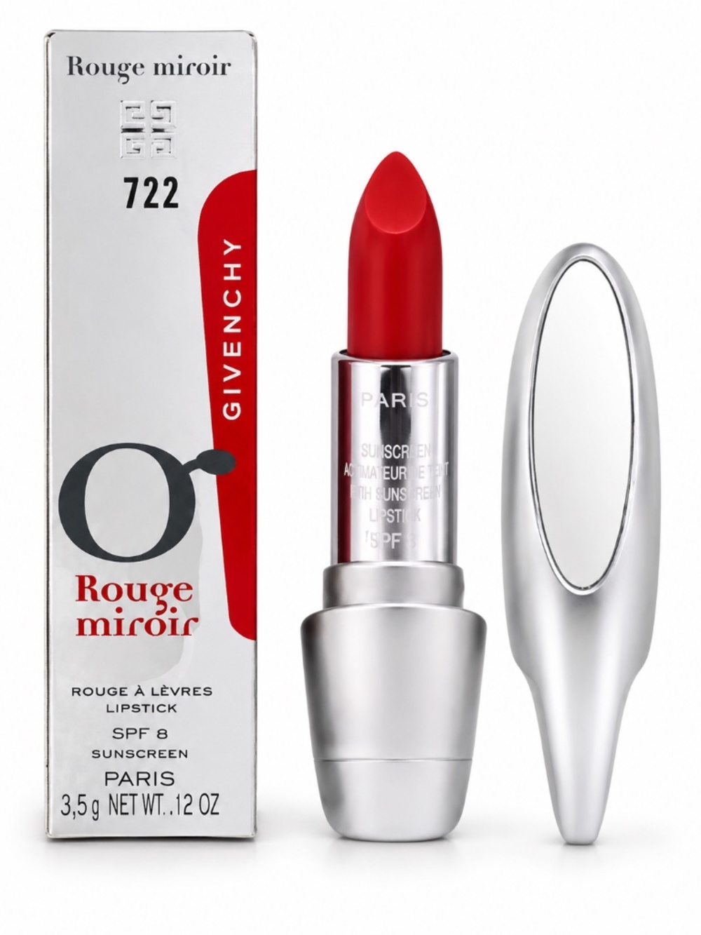 NWT Givenchy Rouge Miroir Lipstick 722 Red SPF 8 New Unopened Rare